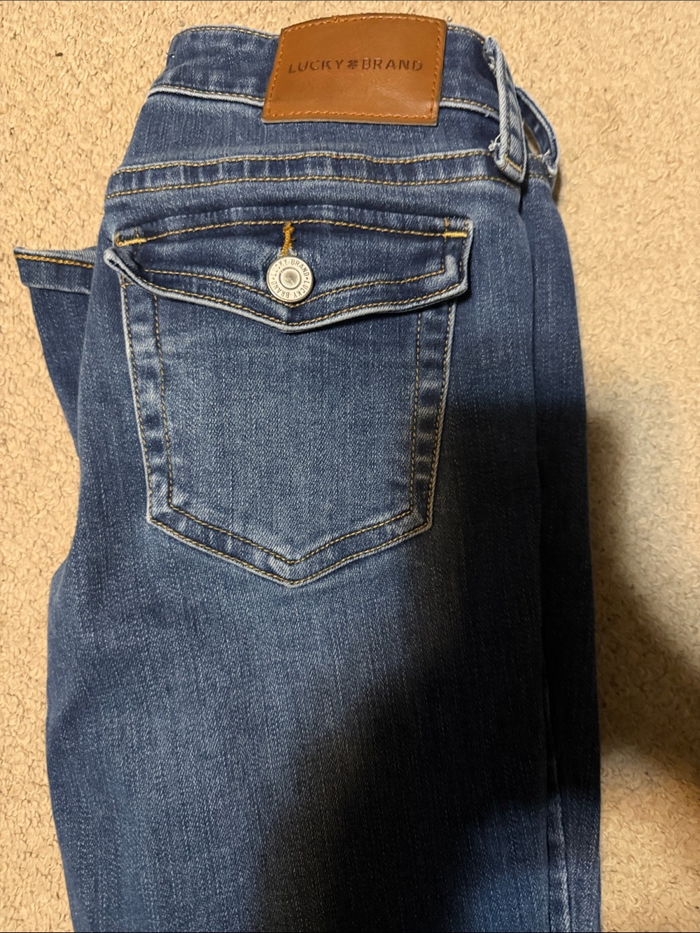 Lucky Brand Dark Blue Wide Leg Jeans with Button Flap Pocket